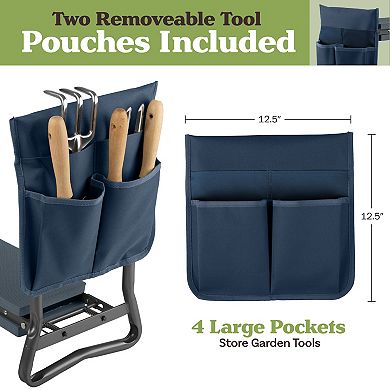 Pure Garden Blue Foldable Garden Kneeler Stool