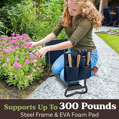 Pure Garden Blue Foldable Garden Kneeler Stool
