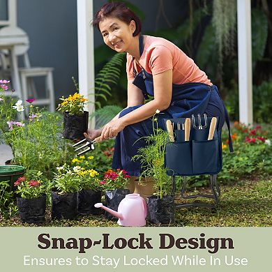 Pure Garden Blue Foldable Garden Kneeler Stool