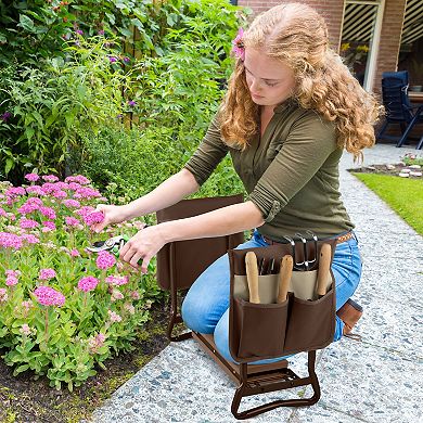 Pure Garden Brown Foldable Garden Kneeler Stool
