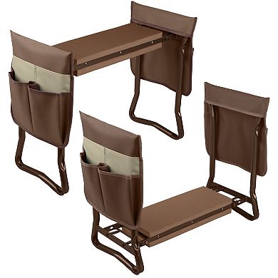 Pure Garden Brown Foldable Garden Kneeler Stool