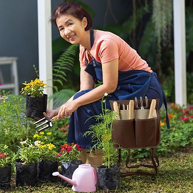 Pure Garden Brown Foldable Garden Kneeler Stool