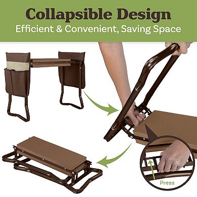 Pure Garden Brown Foldable Garden Kneeler Stool