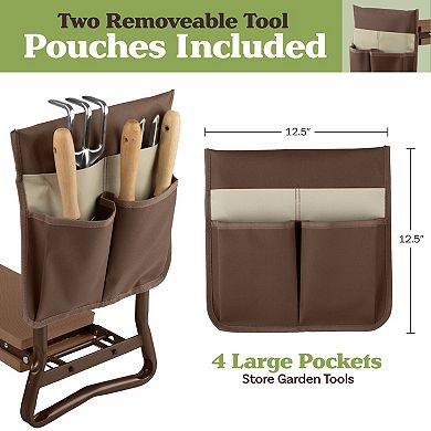 Pure Garden Brown Foldable Garden Kneeler Stool