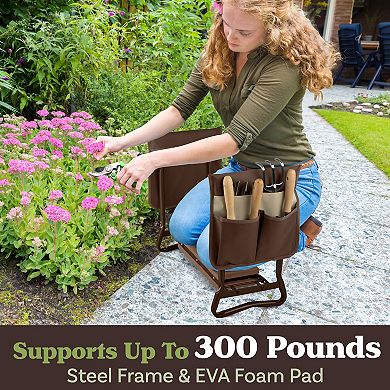 Pure Garden Brown Foldable Garden Kneeler Stool