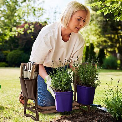 Pure Garden Brown Foldable Garden Kneeler Stool