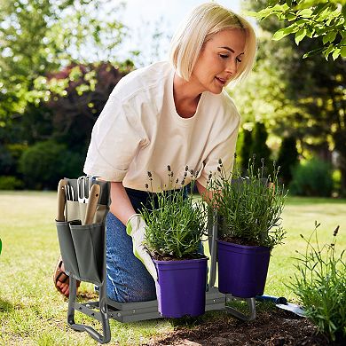 Pure Garden Grey Foldable Garden Kneeler Stool