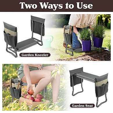 Pure Garden Grey Foldable Garden Kneeler Stool