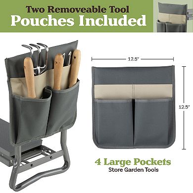 Pure Garden Grey Foldable Garden Kneeler Stool