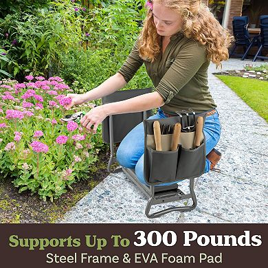 Pure Garden Grey Foldable Garden Kneeler Stool