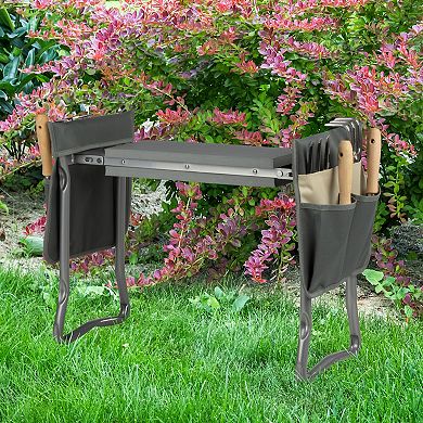 Pure Garden Grey Foldable Garden Kneeler Stool