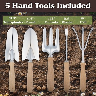 Pure Garden Gardening Stool & Tool Set