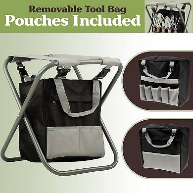 Pure Garden Gardening Stool & Tool Set