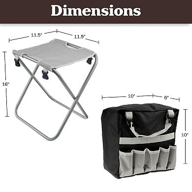 Pure Garden Gardening Stool & Tool Set