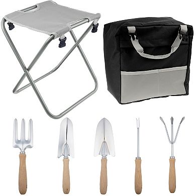 Pure Garden Gardening Stool & Tool Set