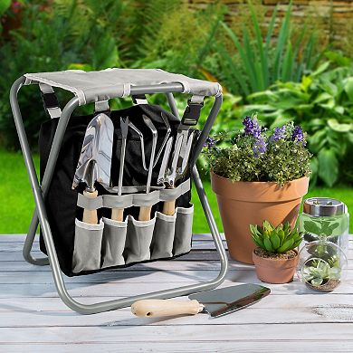 Pure Garden Gardening Stool & Tool Set