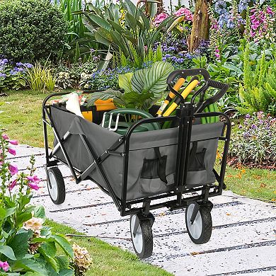 Pure Garden Gray Collapsible Wagon Folding Cart