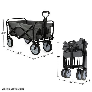 Pure Garden Gray Collapsible Wagon Folding Cart