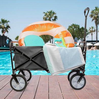 Pure Garden Gray Collapsible Wagon Folding Cart