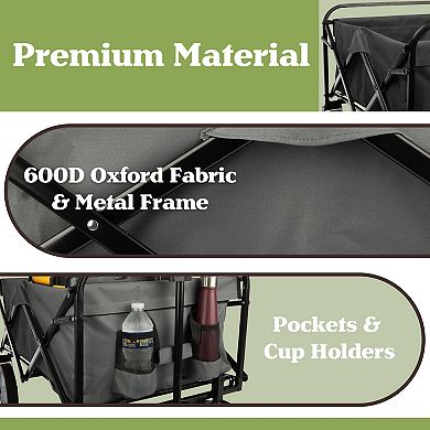 Pure Garden Gray Collapsible Wagon Folding Cart