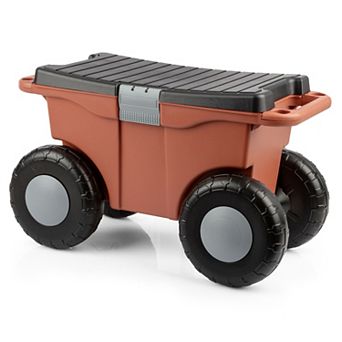 Pure Garden Rolling Garden Storage Cart with Seat
