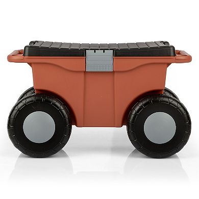 Pure Garden Rolling Garden Storage Cart with Seat