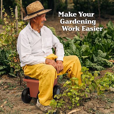 Pure Garden Rolling Garden Storage Cart with Seat