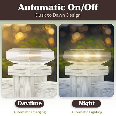 Pure Garden Solar Powered Post Cap Light 2-pc. Set – High Brightness