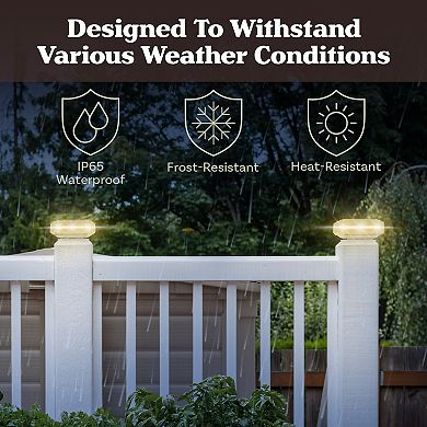 Pure Garden Solar Powered Post Cap Light 2-pc. Set – High Brightness
