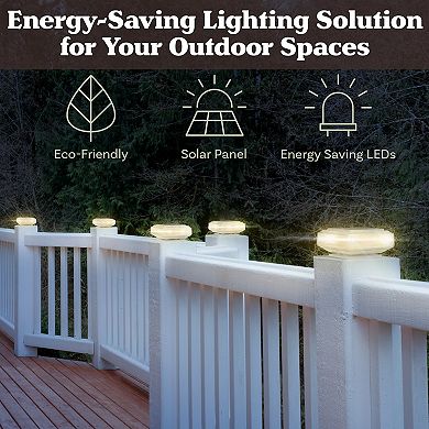 Pure Garden Solar Powered Post Cap Light 2-pc. Set – High Brightness