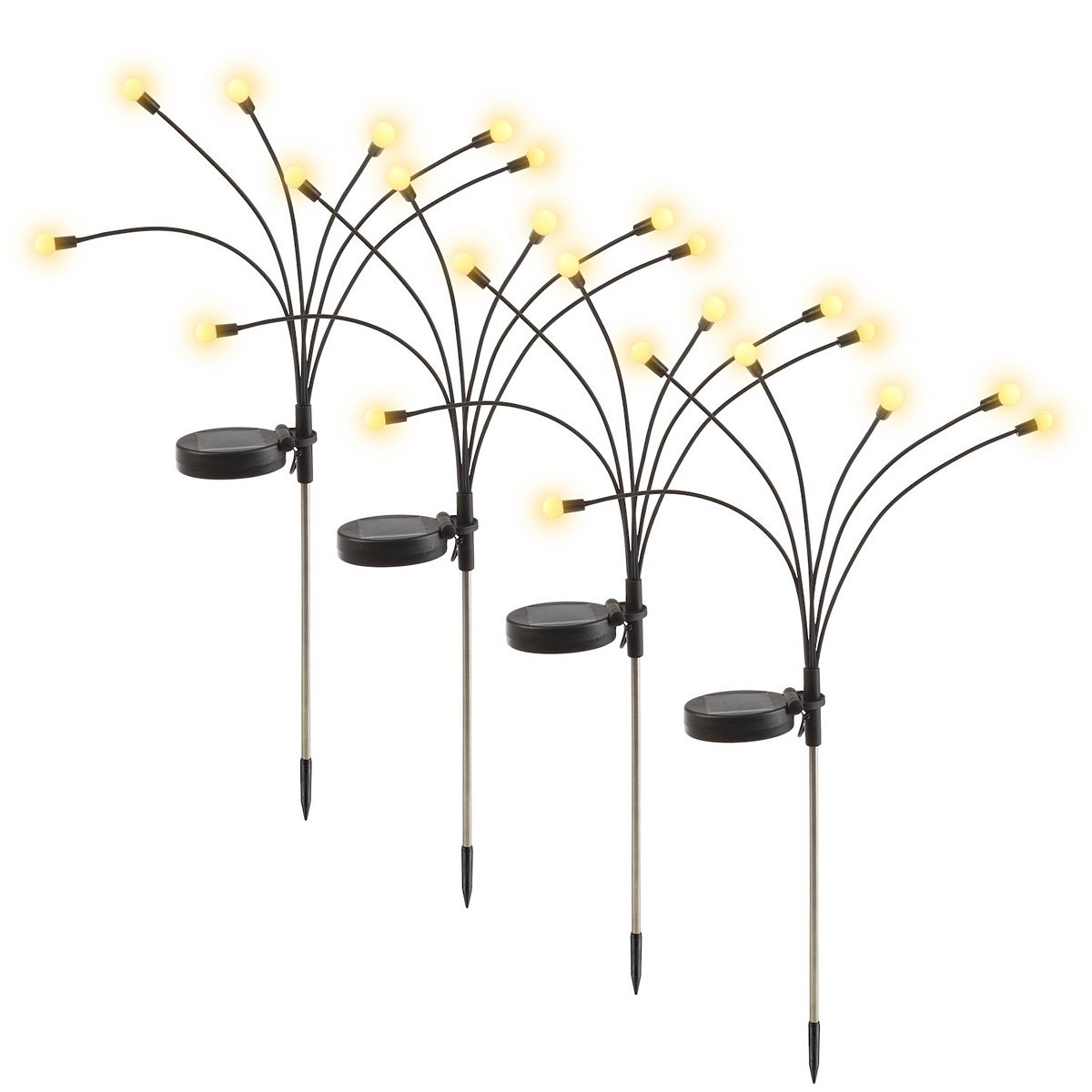Pure Garden Solar LED Swaying Garden Light 4-pc. Set – IP44 Water-Resistant
