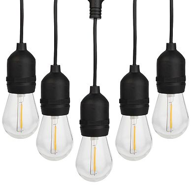 Pure Garden 50-ft. Outdoor String Light – Black Wire, Clear Bulbs