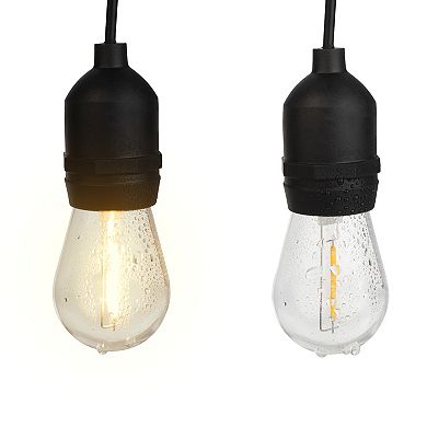 Pure Garden 50-ft. Outdoor String Light – Black Wire, Clear Bulbs