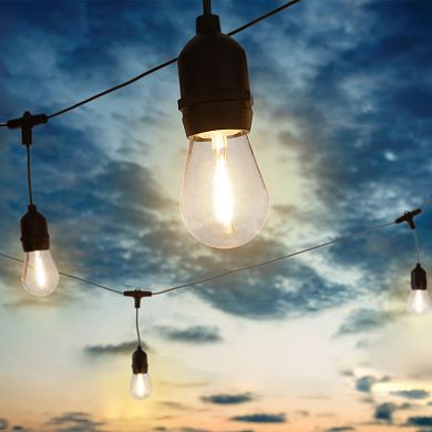 Pure Garden 50-ft. Outdoor String Light – Black Wire, Clear Bulbs
