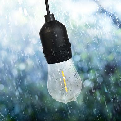 Pure Garden 50-ft. Outdoor String Light – Black Wire, Clear Bulbs