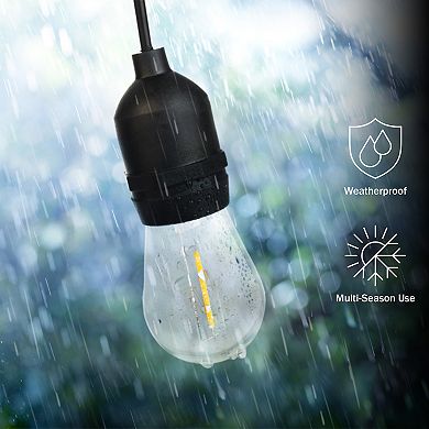 Pure Garden 50-ft. Outdoor String Light – Black Wire, Clear Bulbs