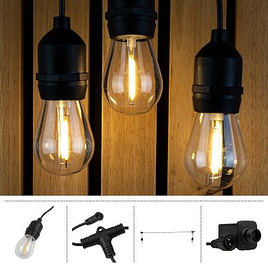 Pure Garden 50-ft. Outdoor String Light – Black Wire, Clear Bulbs