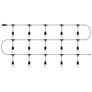 Pure Garden 50-ft. Outdoor String Light – Black Wire, Clear Bulbs