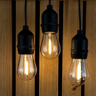 Pure Garden 50-ft. Outdoor String Light – Black Wire, Clear Bulbs