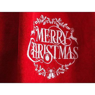 American Soft Linen 2-Piece 100% Cotton Embroidered Christmas Towel Set