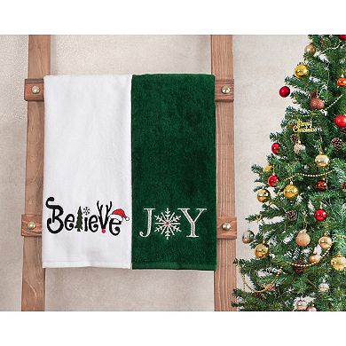 American Soft Linen 2-Piece 100% Cotton Embroidered Christmas Towel Set
