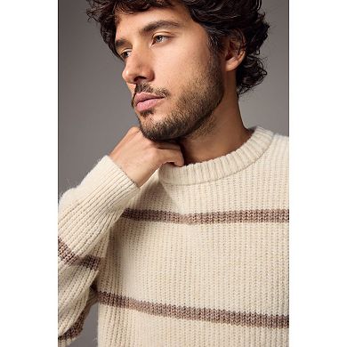 Men's NEXT Ecru White Regular Fit Horizontal Stripe Crew Jumper