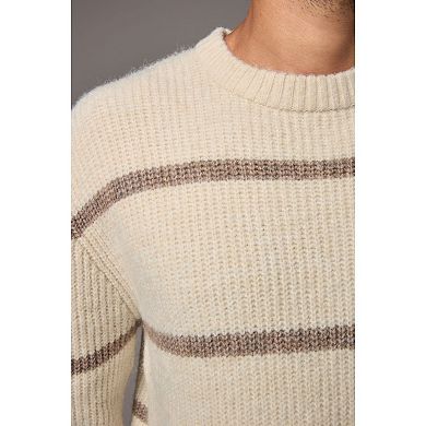 Men's NEXT Ecru White Regular Fit Horizontal Stripe Crew Jumper