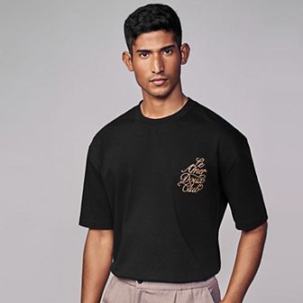 Men's NEXT Black Parisian Relaxed Fit Graphic Heavyweight T-Shirt