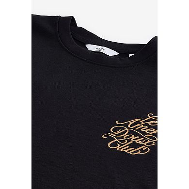 Men's NEXT Black Parisian Relaxed Fit Graphic Heavyweight T-Shirt