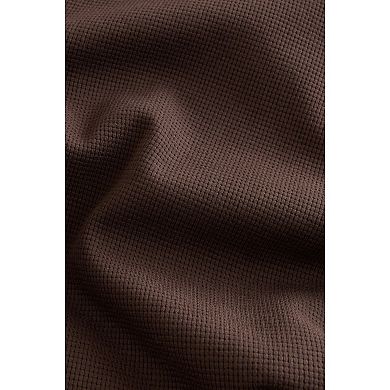 Men's NEXT Chocolate Brown Long Sleeve Waffle Textured 100% Cotton Polo Shirt