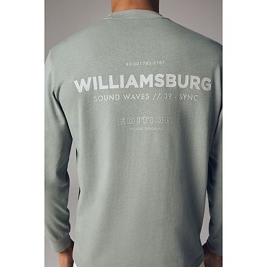 Men's NEXT Relaxed Fit Long Sleeve Heavyweight Back Print Graphic 100% Cotton T-Shirt