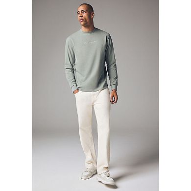 Men's NEXT Relaxed Fit Long Sleeve Heavyweight Back Print Graphic 100% Cotton T-Shirt
