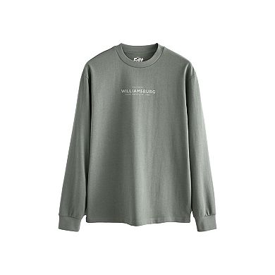 Men's NEXT Relaxed Fit Long Sleeve Heavyweight Back Print Graphic 100% Cotton T-Shirt