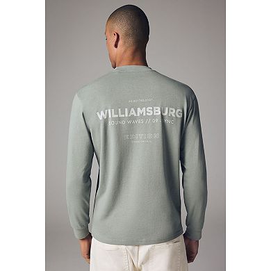 Men's NEXT Relaxed Fit Long Sleeve Heavyweight Back Print Graphic 100% Cotton T-Shirt